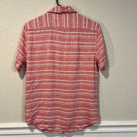 Ben Sherman The Original Pink Striped linen blend Short Sleeve Shirt size small - Picture 3 of 9